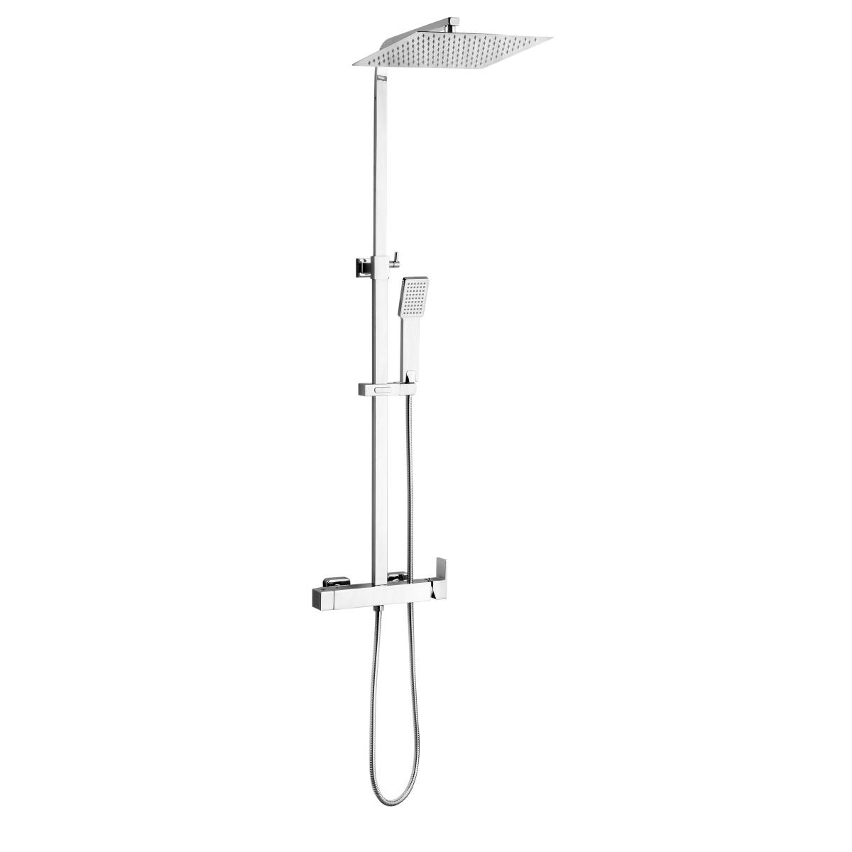 YS34185 Čtvercový sprchový sloup, dešťový sprchový sloup se sprchovou baterií, výškově nastavitelný;