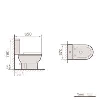 YS22215S Retro design 2dílná keramická toaleta, splachovací toaleta s P-trap;