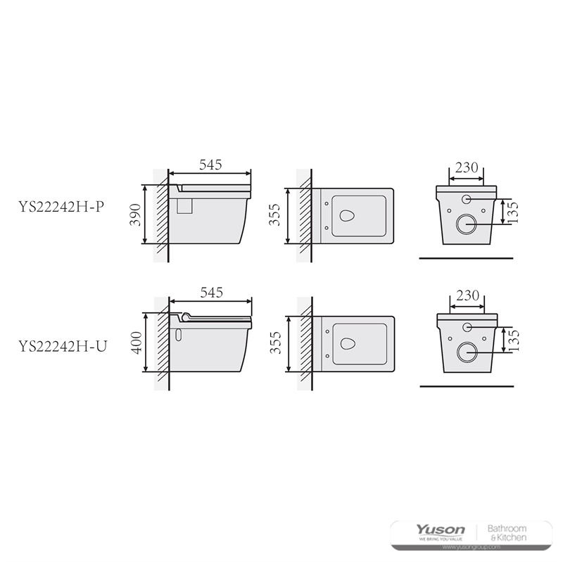 YS22242H Závěsné keramické WC, Závěsné WC, splachovací;