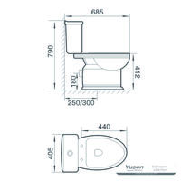 YS22262S 2dílný keramický klozet, splachovací záchod P-trap;