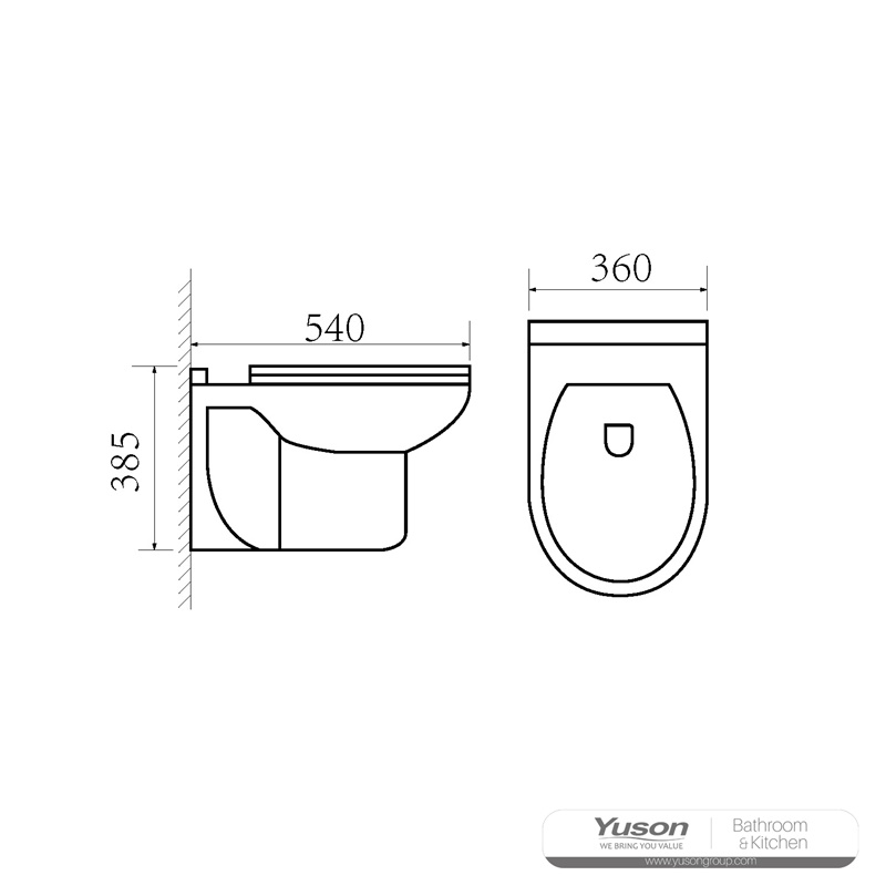 YS22269H Závěsné keramické WC, Závěsné WC, splachovací;