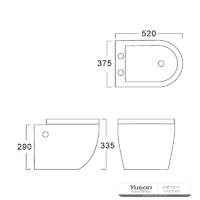 YS22288H Závěsné keramické WC, Závěsné WC, splachovací;