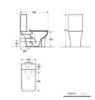 YS22291P 2dílné keramické WC Rimless, splachovací záchod P-trap;