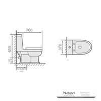 YS24106 Jednodílná keramická toaleta, P-sifon, splachovací;