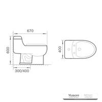 YS24257 Jednodílná keramická toaleta, sifonová;
