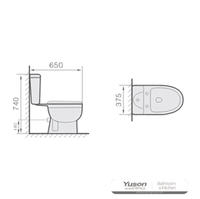 YS22207P 2dílná keramická toaleta, splachovací toaleta s uzavřeným P-trapem;